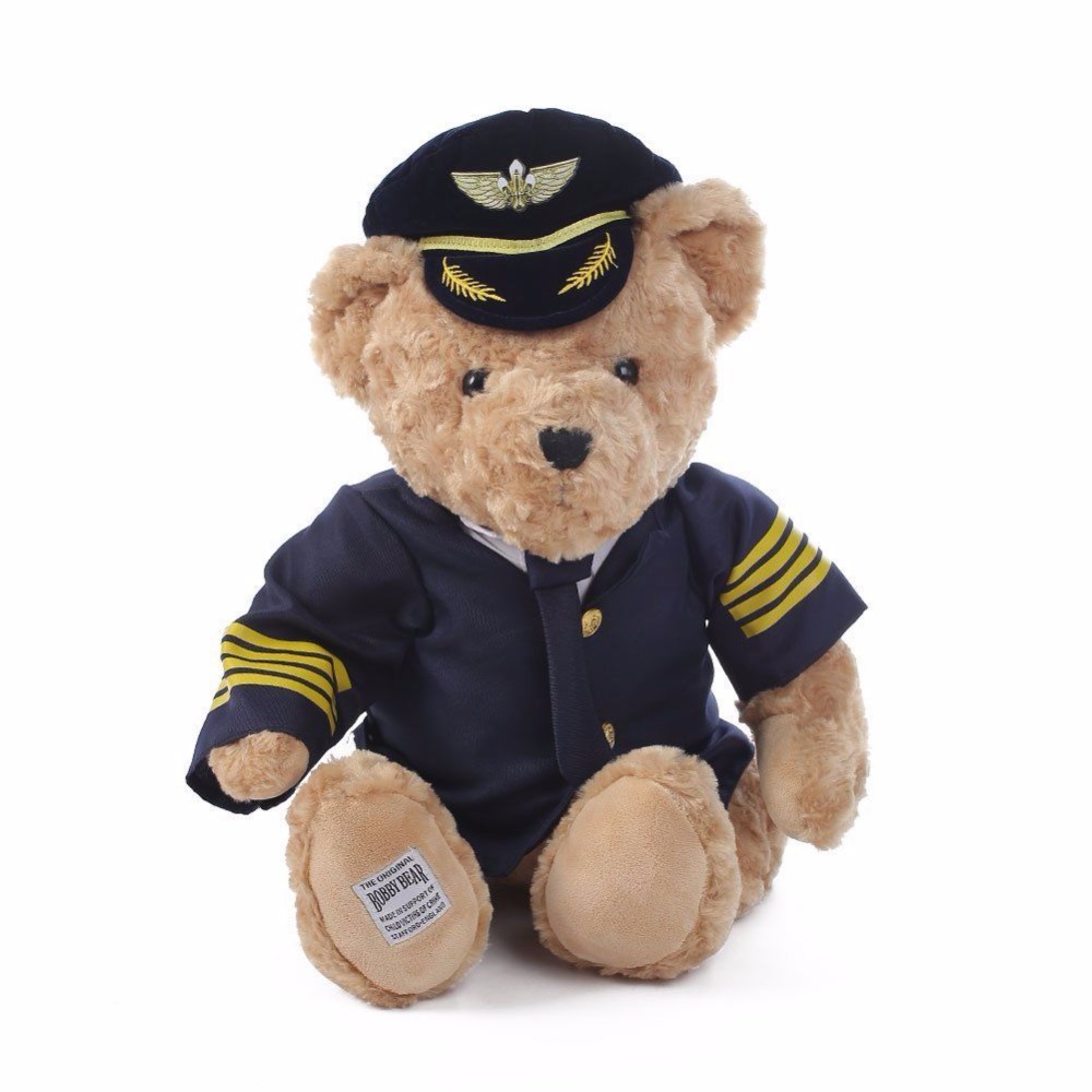 Wholesale custom stuffed plush pilot teddy bear toy for gift