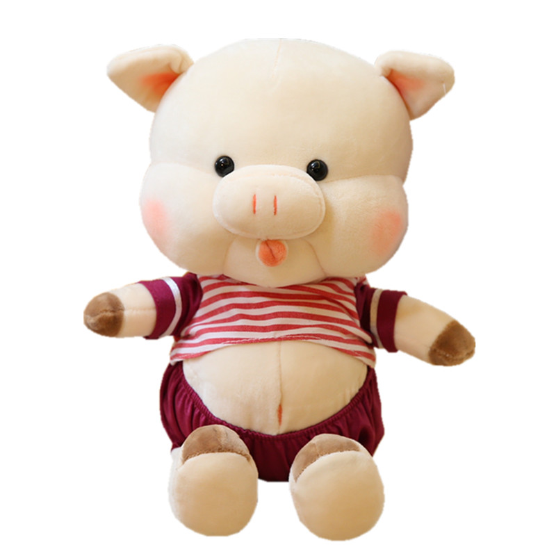 Factory custom plush stuffed animal happy pig toy 