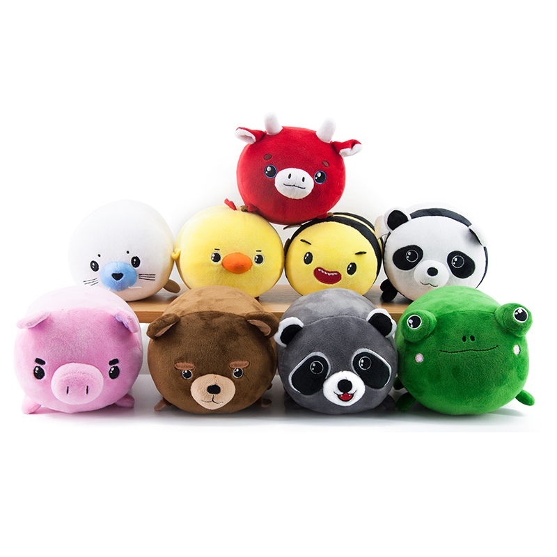 Customized cute round animal stuffed plush toys