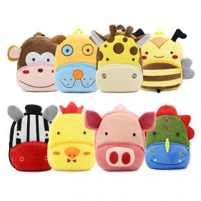Custom cute cartoon animal backpack toy plush baby bag for kids 
