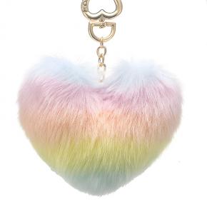 Plush heart style keychain fashion key chain promotional craft gift for car key and backpack 