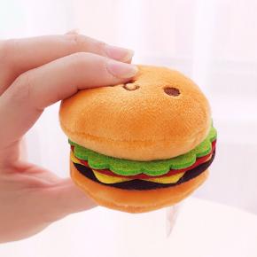 Cheap soft hamburger wholesale supply mini stuffed food keychain plush toy