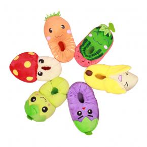 New arrival warm indoor cute cartoon fruit vegetable flower plush slipper fluffy winter plush toy slippers