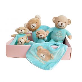 Cartoon Cute Animal Rattle Baby Plush Pillow Toy With Bib Soft Toy Baby Comforter Blanket Newborn Baby Gift Set