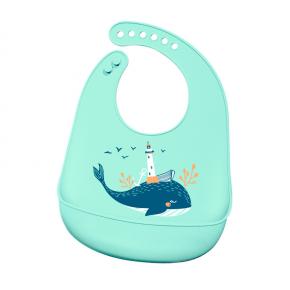 Soft Waterproof Silicone Washable Baby Bibs with Pocket Easily Clean for Baby Eating 