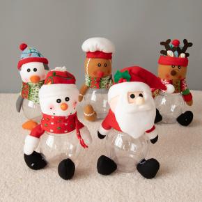 Christmas candy jar old man snowman deer decoration scene set props gift party supplies transparent jar 