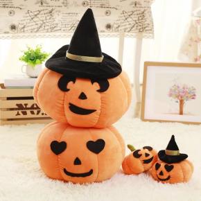 Wholesale halloween props pumpkin decor plush lights toy with hat 