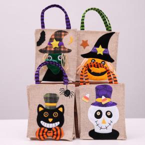 Halloween Tote Bag Kids Pumpkin Bat Ghost Spider Gift Bags Trick Treat Candy Bag 