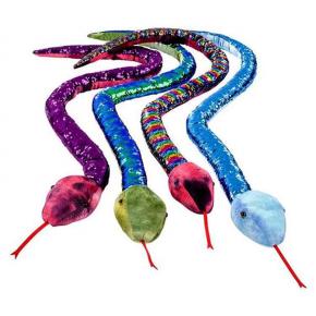 Custom new double faced sequin snake Python flip color changing plush stuffed toy 