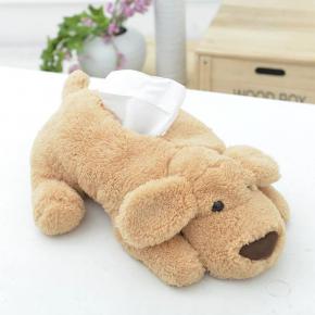 Wholesale cute cartoon plush toy teddy dog doll large paper towel box creative car household tissue paper box 